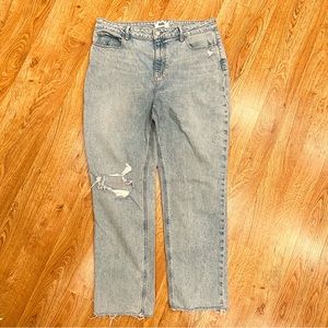 🩵Paige Stella Straight leg distressed knee denim designer plus size jeans 33